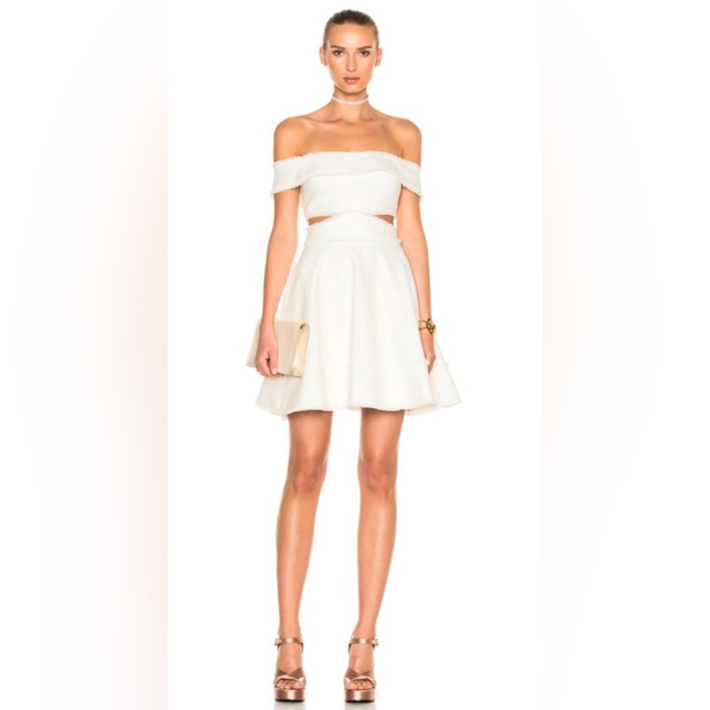 cinq a sept White Off-Shoulder Mini Dress